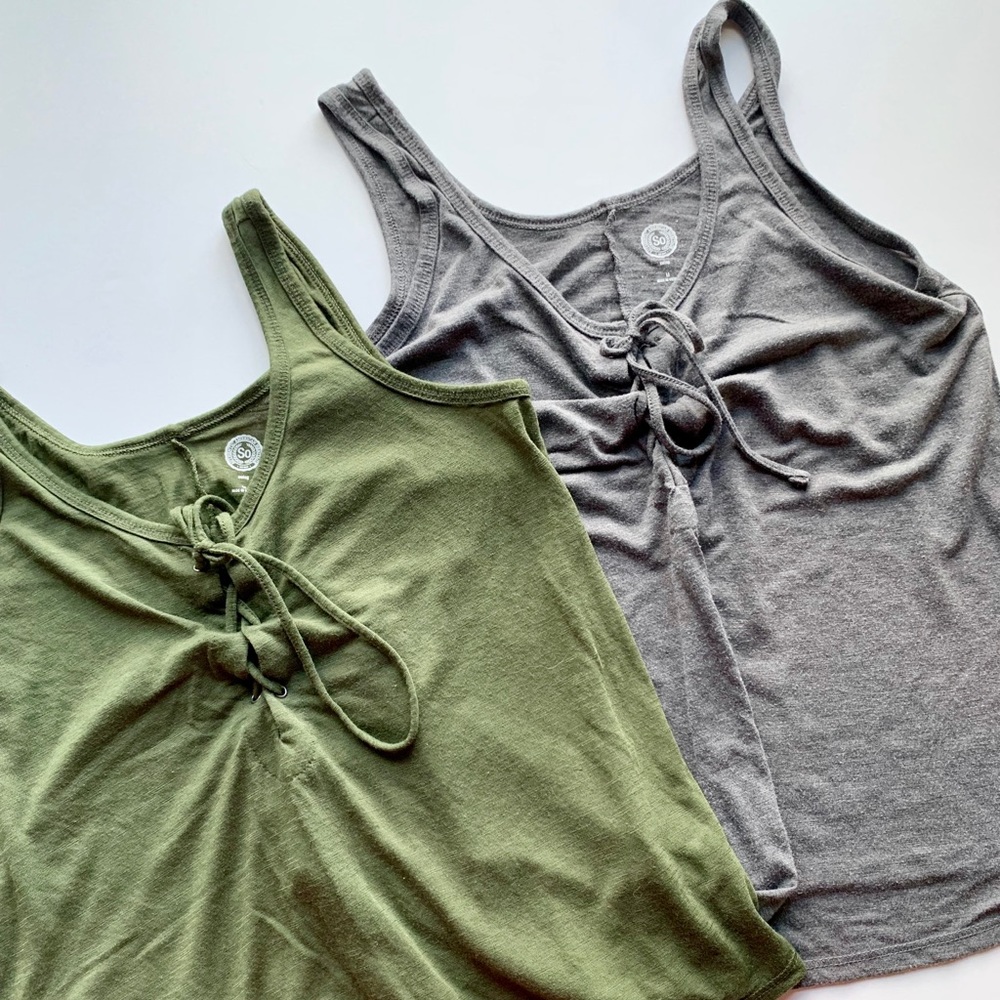 Set of 2 So Tanks Green and Grey Size M